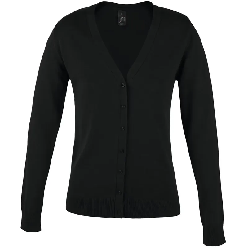 Sol'S Women's Golden V Neck Cardigan in Black Size: 2XL Black 2XL