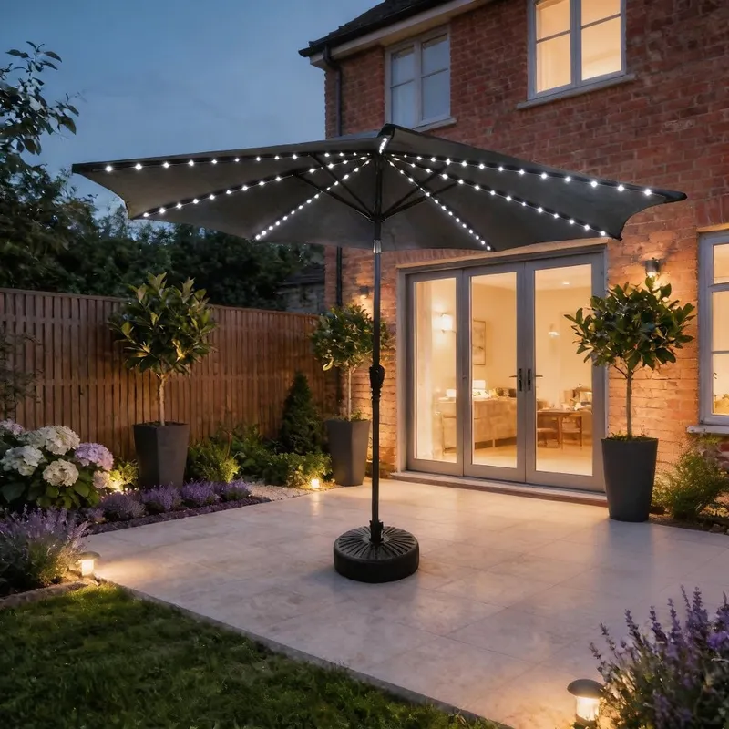 Soletta Multi Coloured LED Crank Grey Parasol