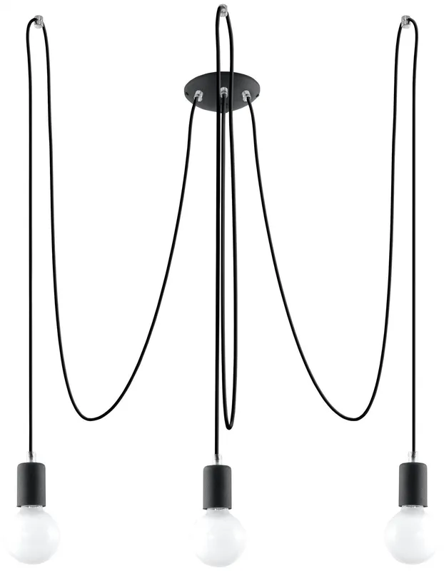 Sollux Lighting Edison 3 Light Cluster Drop Pendant Black, E27