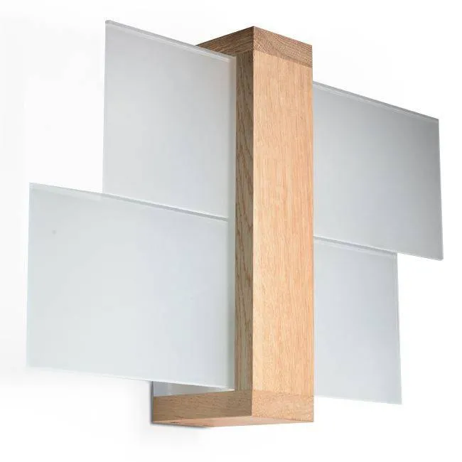 Sollux Lighting Feniks 1 Light Flush Wall Light Natural Wood, E27