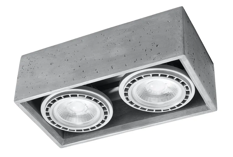 Sollux Lighting Quatro Surface Mounted Twin Downlights Rectangle Grey GU10