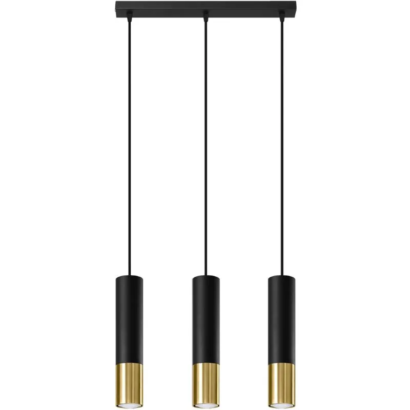 Sollux - loopez 3L Black and gold pendant lamp