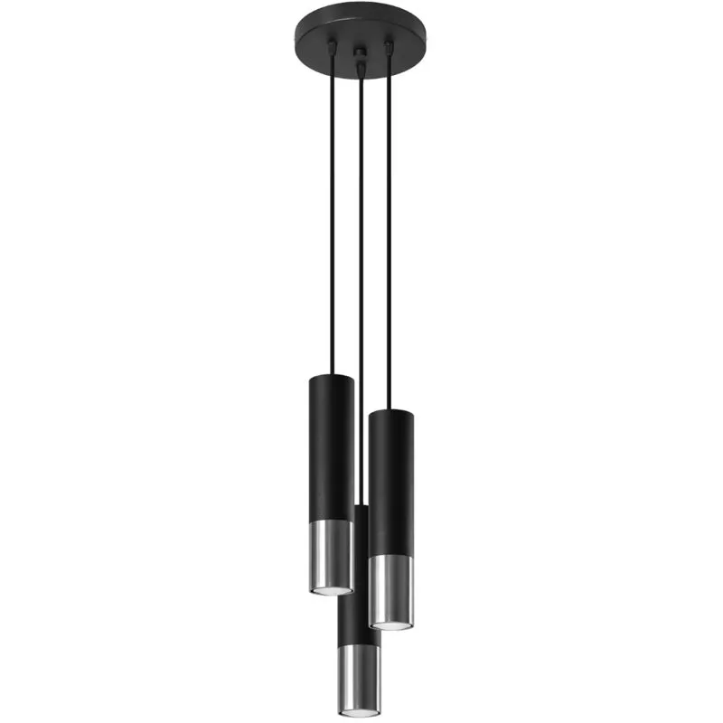Sollux - loopez 3P black/chrome pendant lamp