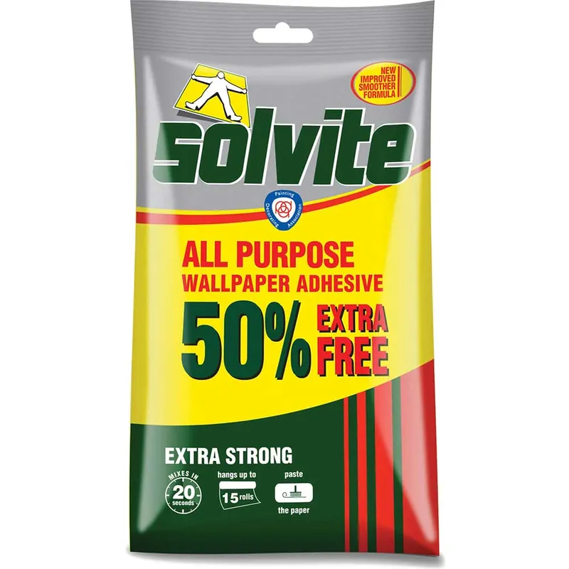 Solvite - All Purpose Wallpaper Paste Sachet 10 Roll + 50% Free slvecconomy