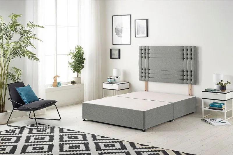 Somnior Flexby Divan Bed Base with Headboard Linen Fabric in Silver Size: King Silver King