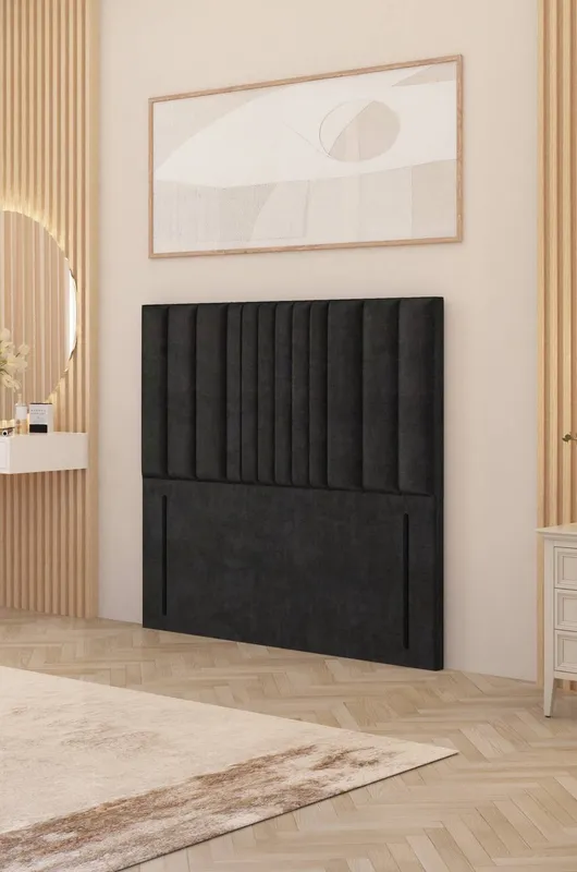 Somnior Alexas 54" Floor Standing Headboard Plush Velvet in Black Size: King Black King