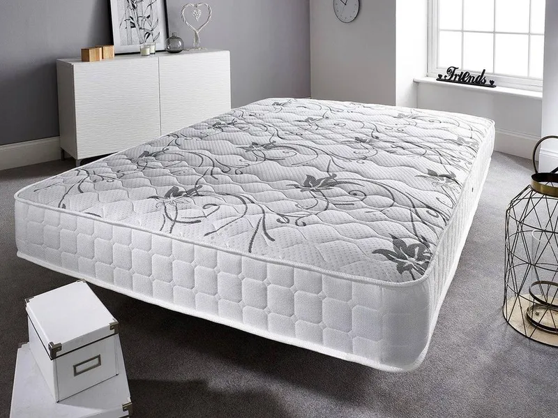 Somnior Sprung Memory Foam Premium Budget Mattress Medium to Medium Soft in White Size: Double - White - Size: Double