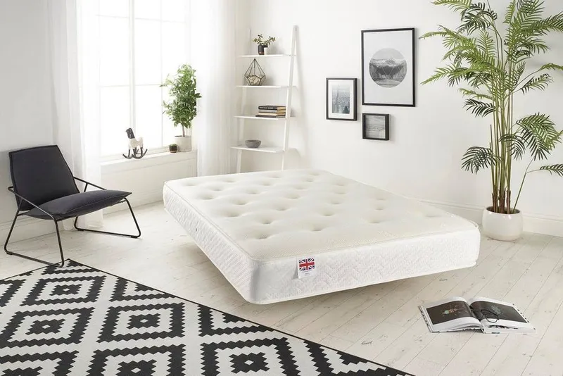 Somnior Sprung Ortho Memory Foam Tufted Mattress in White Size: Small Double - White