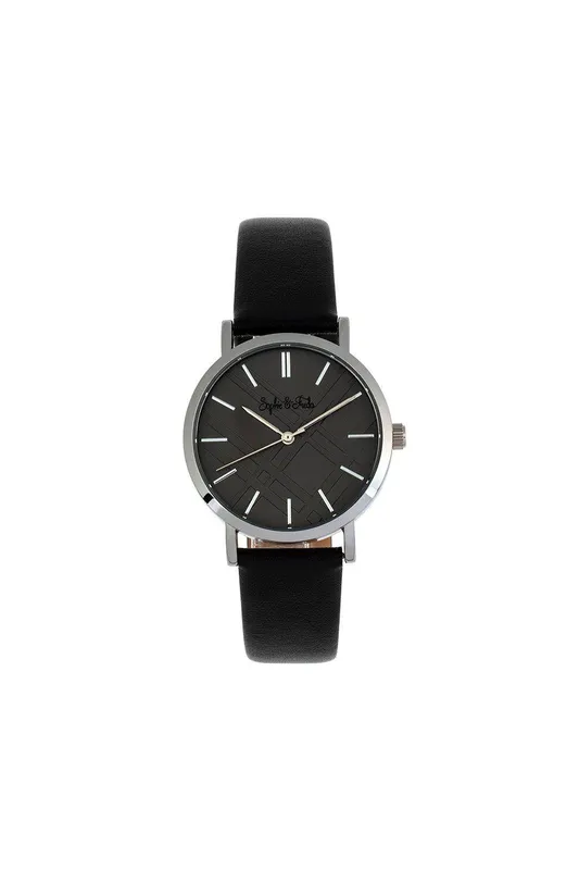 Sophie and Freda Women's Budapest Leather-Band Watch in Black Black One Size