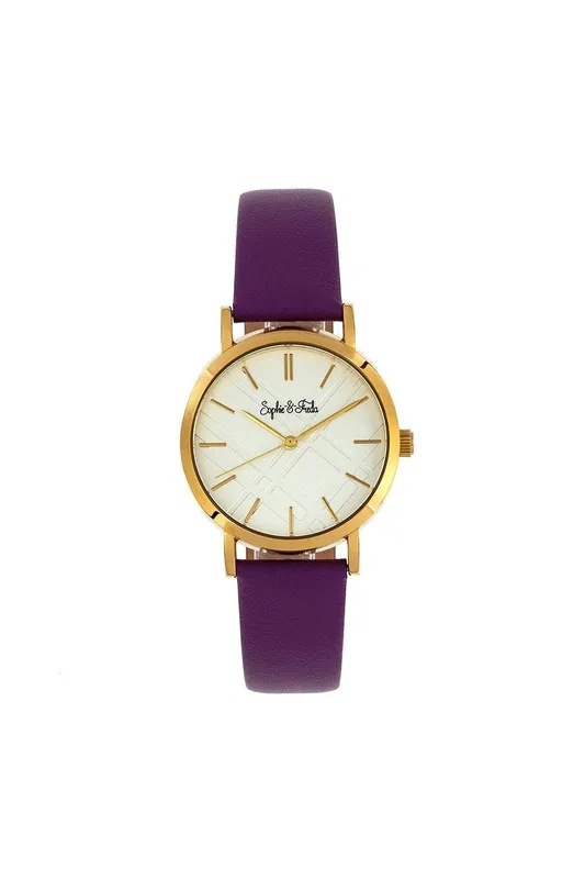 Sophie and Freda Women's Budapest Leather-Band Watch in Purple Purple