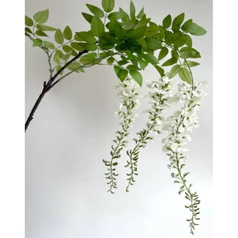 Sostter Artificial White Wisteria Spray 180cm in Soft White - Soft White - Size: One Size