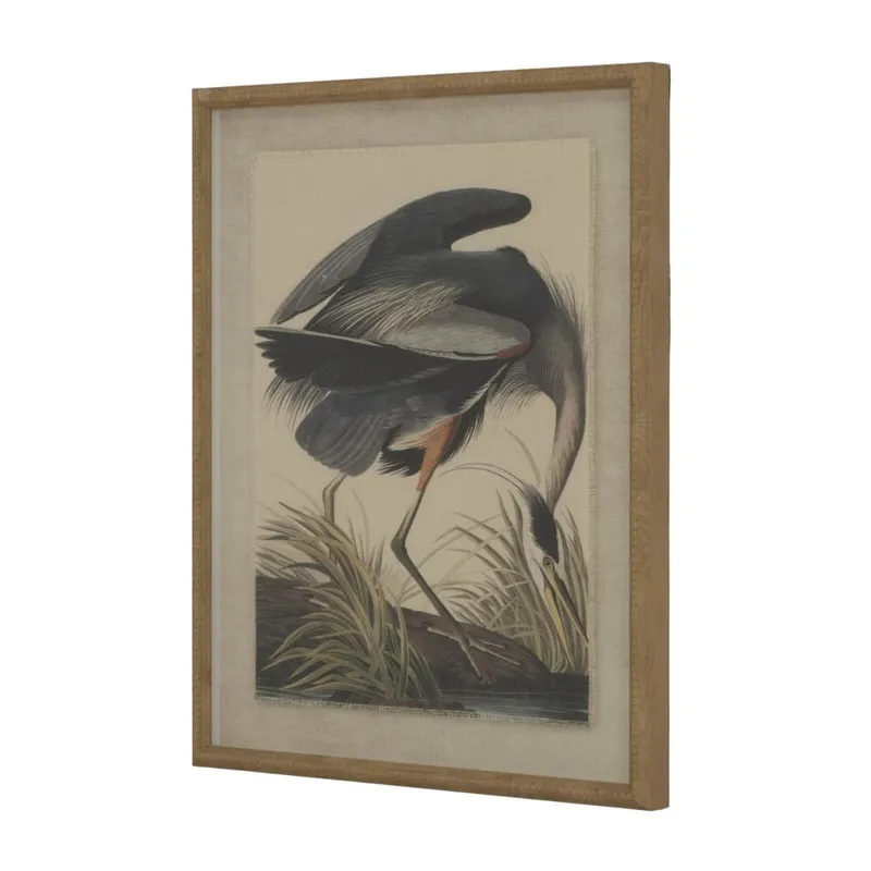 Sostter Beaded Heron Linen Wall Art in Natural Natural