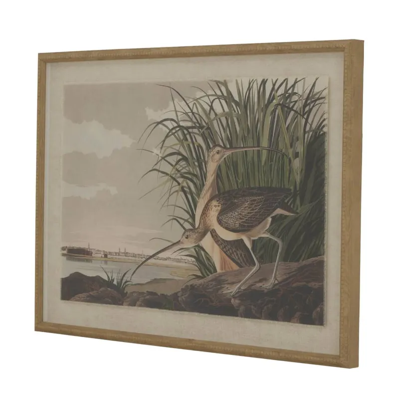 Sostter Unisex Curlew Coastal Art in Glass Frame in Red Red female