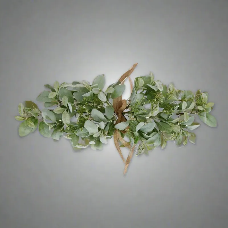 Sostter Frosted Lambs Ear & Wax Flower Winter Spray in Green - Green - Size: One Size