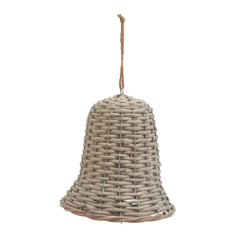 Sostter Handwoven Jumbo Wicker Bell Ornament in Brown Brown