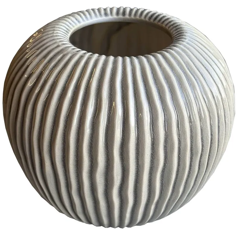 Sostter Striped Ceramic Vase with Earthy Finish in Natural Natural