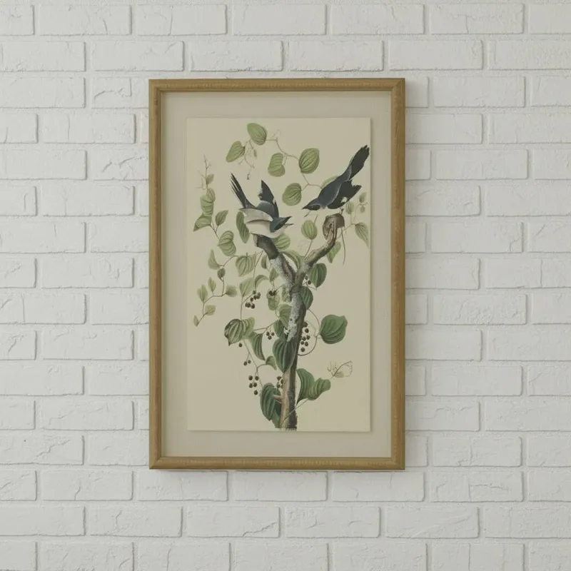 Sostter Birds in Flight Hand Beaded Linen Wall Art in Brown - Brown - Size: One Size
