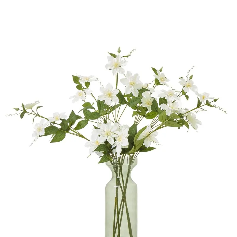 Sostter Cream Pearl Faux Clematis Flower Stem - Cream - Size: One Size