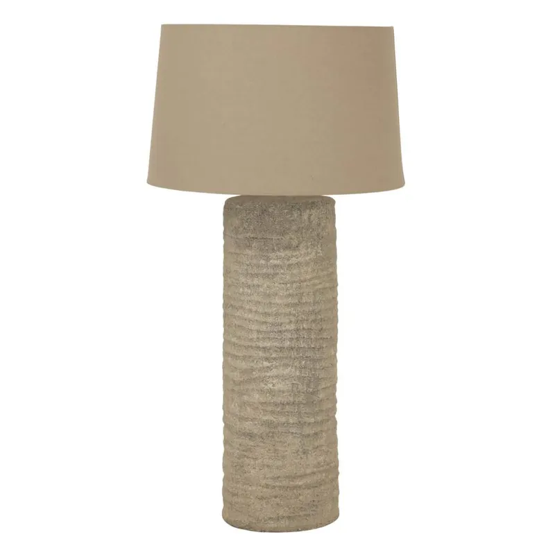 Sostter Tall Warm Grey Ceramic Table Lamp 83cm in Beige - Beige