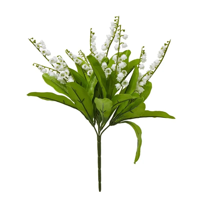 Sostter White Faux Lily of the Valley Flower Bouquet in Soft White Soft White