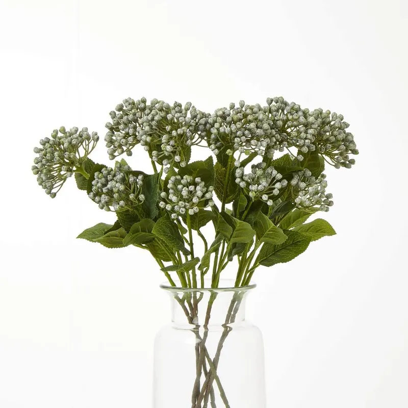 Sostter White Hydrangea Faux Flower Stem White