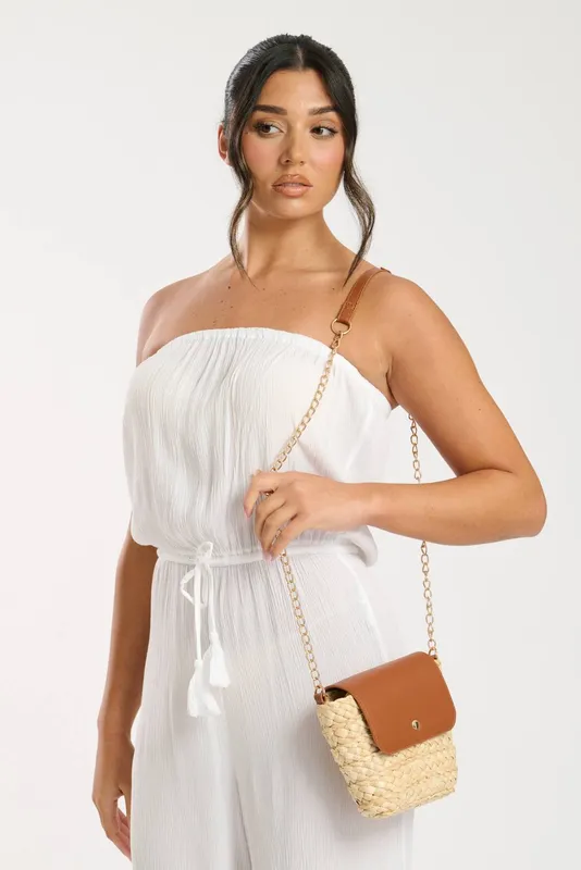 South Beach Women's Mini Straw Bag in Tan Tan One Size