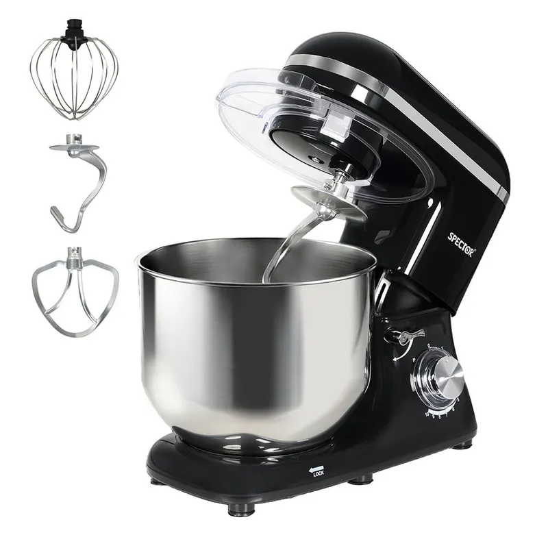 Spector Electric Food Stand Mixer 8L Stainless Steel Mixing Bowl 1300W in Black Black