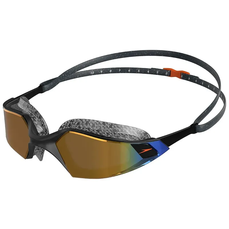 Speedo Aquapulse Pro Mirror Swimming Goggles Oxid Grey / Black / Orange Gold One Size Men,Women