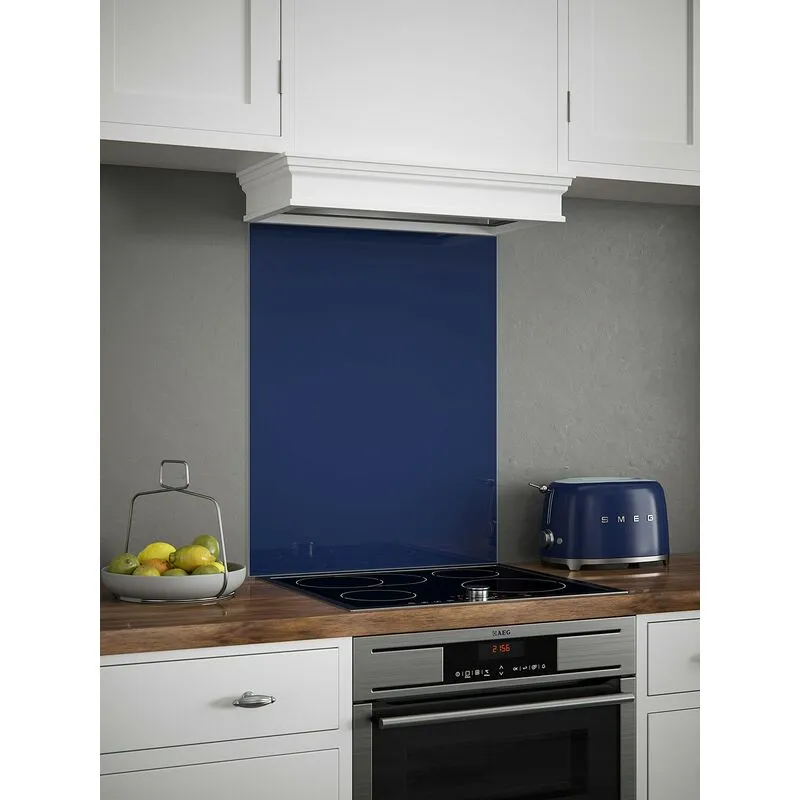 Midnight Blue Glass Kitchen Splashback 600mm x 750mm