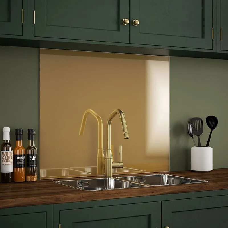 Splashback Brass Glass Kitchen Backsplash 900 x 750mm