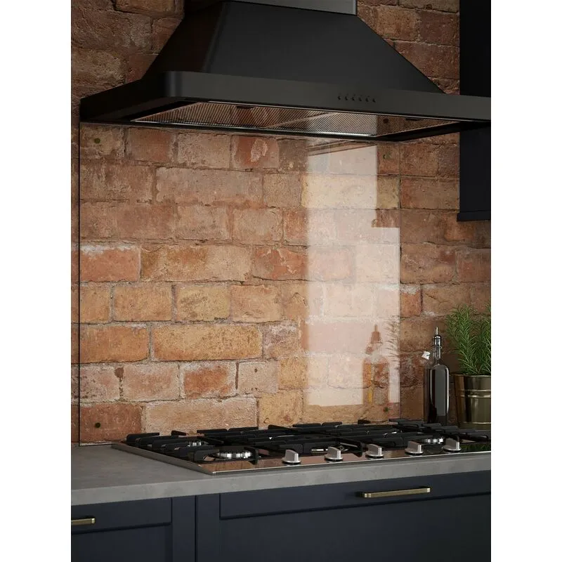 Splashback Clear Glass Kitchen Backsplash Brass Cap 900mm x 750mm