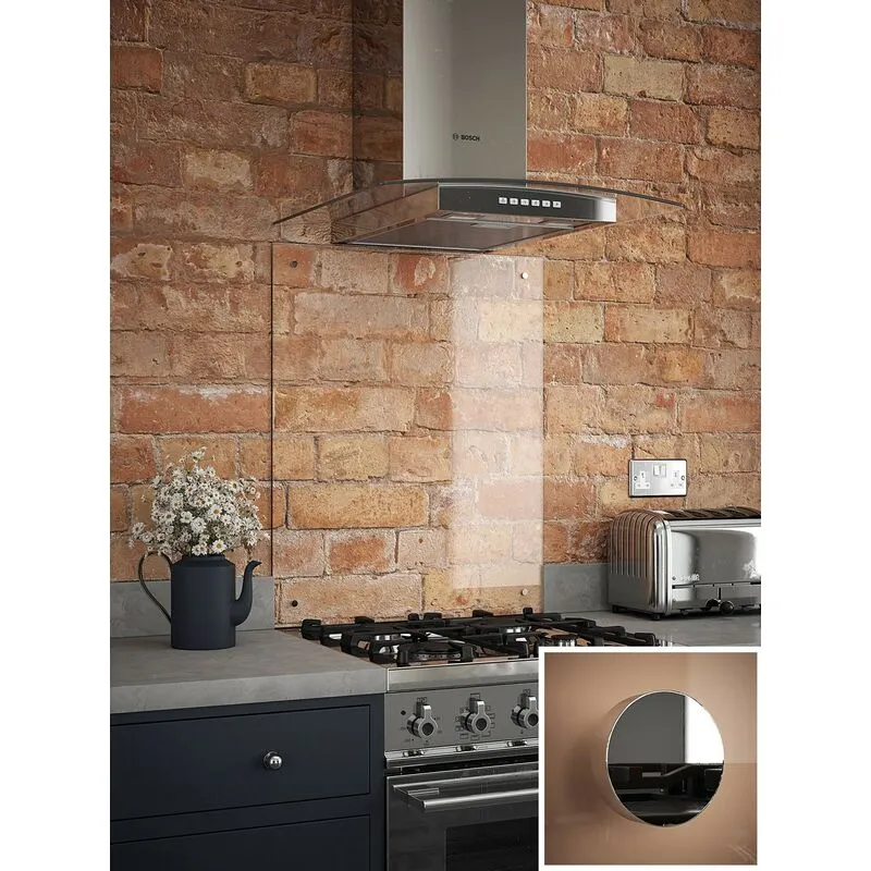 Splashback Clear Glass Kitchen Backsplash Chrome Cap 900mm x 750mm