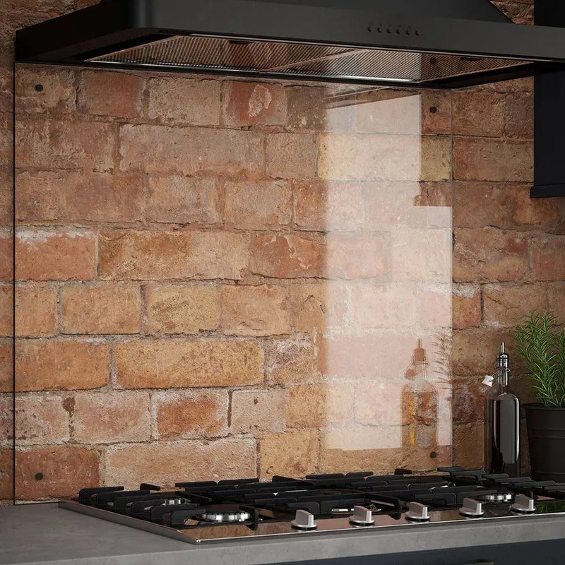 Splashback Crystal Clear Gunmetal Cap Glass Kitchen s 900mm x 750mm Clear