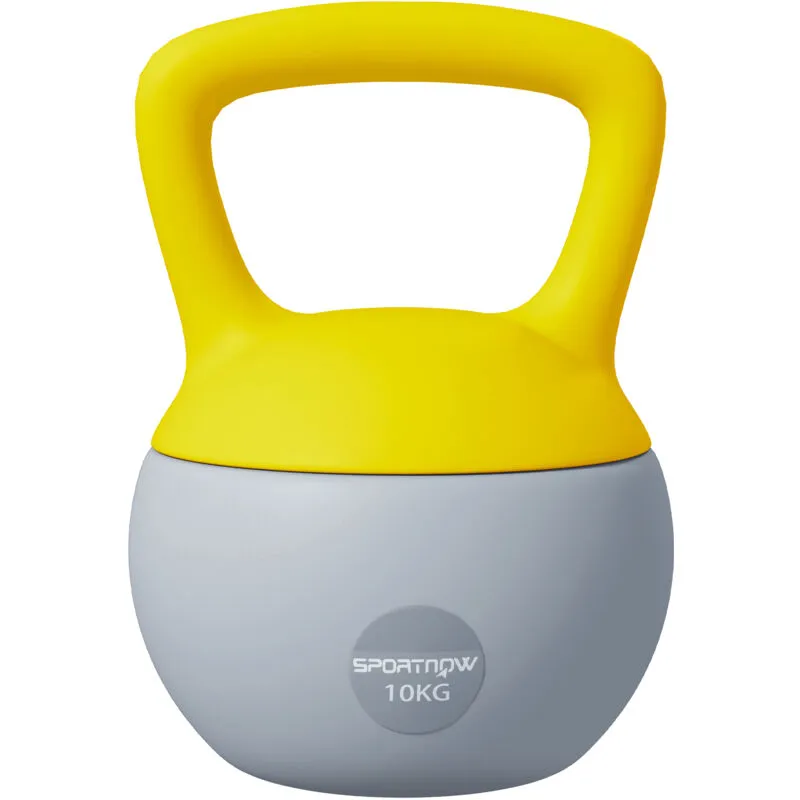 Sportnow - 10KG Kettlebell w/ Soft Body and Non-Slip Handle, Yellow and Grey
