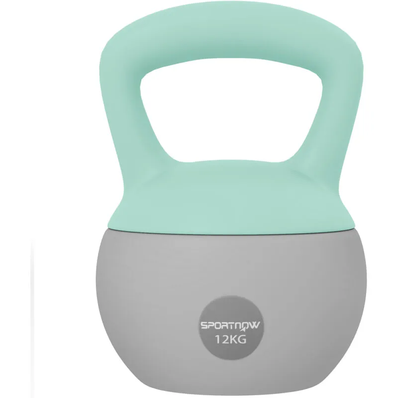 Sportnow Unisex 12KG Kettlebell w/ Soft Body & Non-Slip Handle, Grey & Green Grey female
