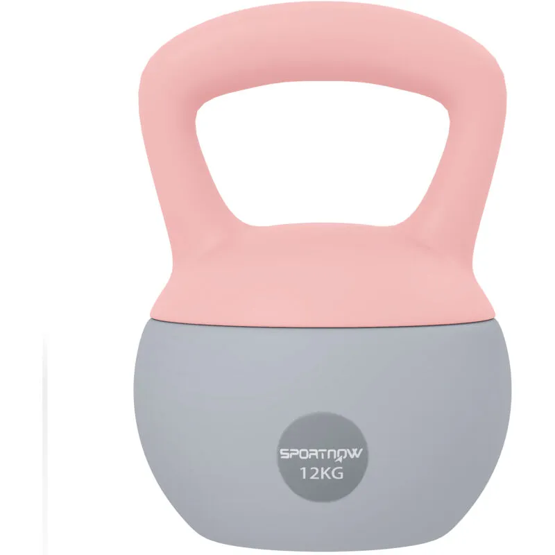 Sportnow 12KG Kettlebell with Soft Body & Non-Slip Handle, Pink & Grey Pink