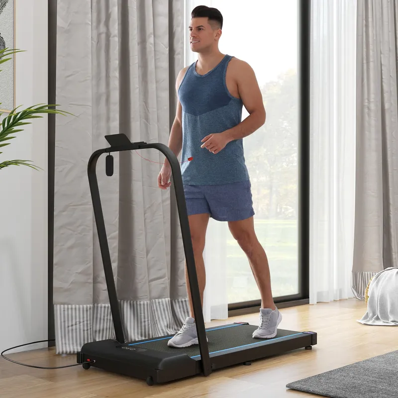 Sportnow 2.5HP Folding Treadmill Walking Pad w/ LED Display, No Assembly in Blue Blue