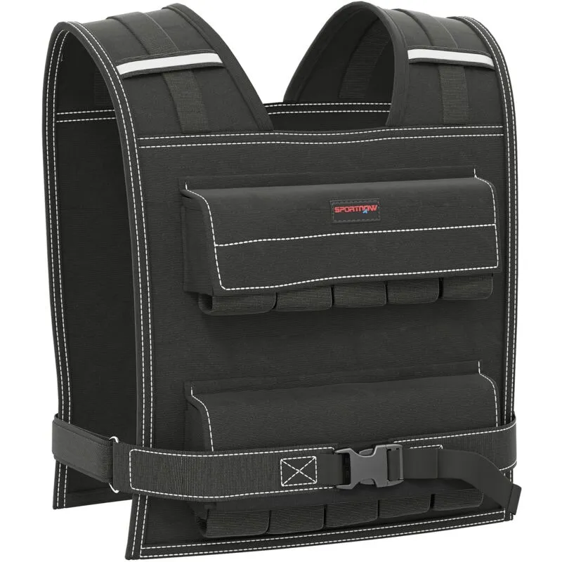 Sportnow - 20KG Adjustable Weighted Vest with 20 Metal Weights, Running Weight Vest