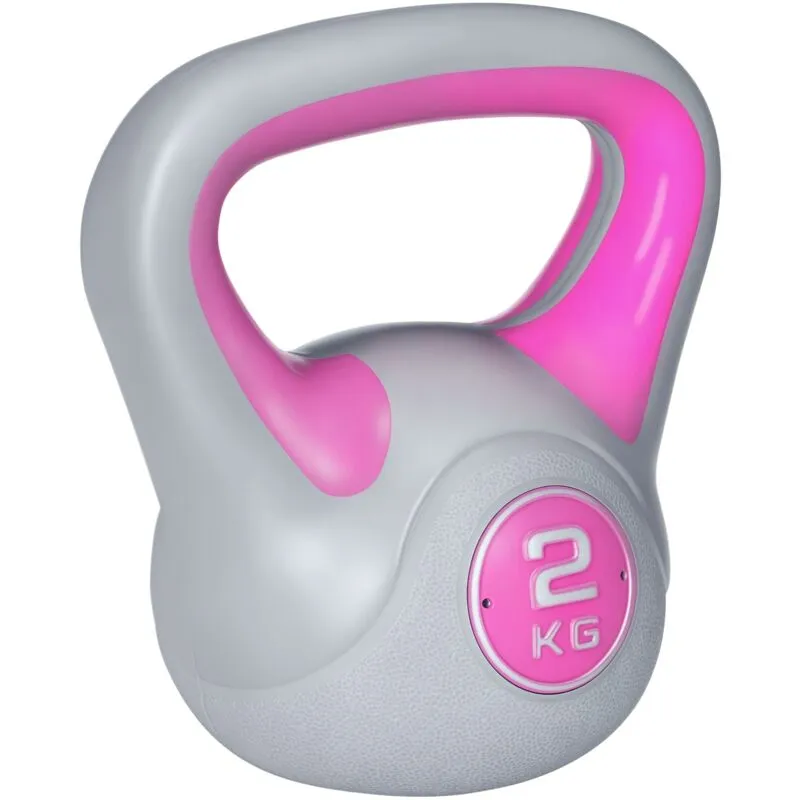 Sportnow Unisex 2kg Kettle Bell w/ Handle for Home Gym, Pink & Grey Pink female