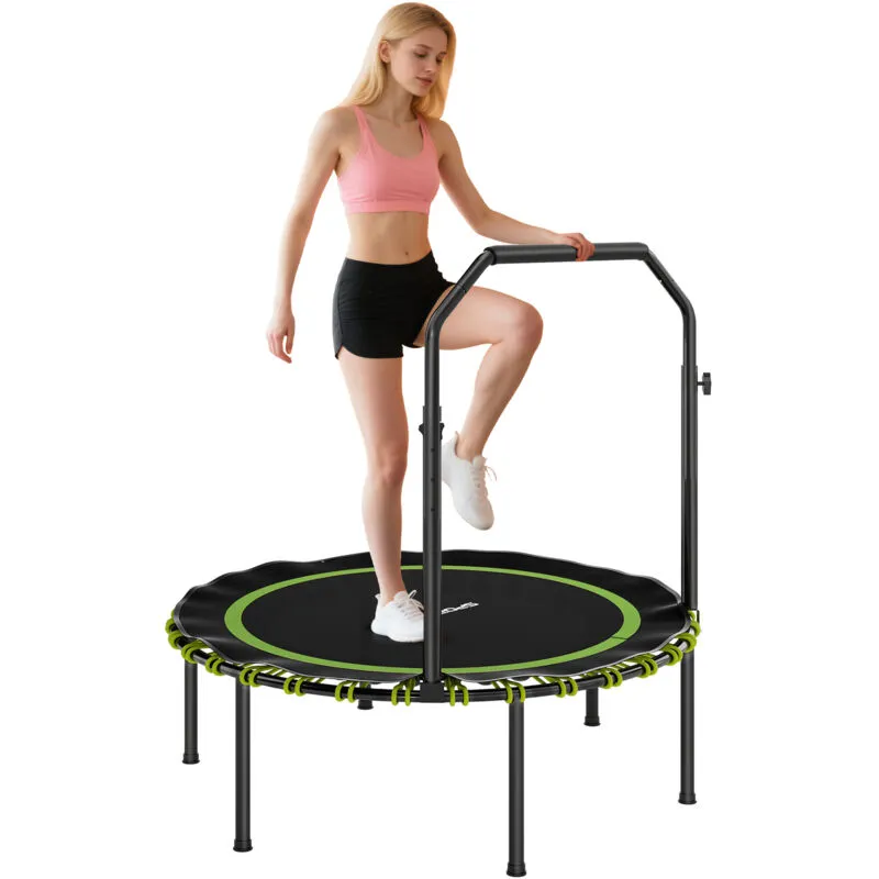 Sportnow 40'' Foldable Fitness Trampoline Rebounder with Handle, Green