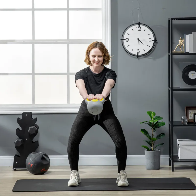 Sportnow Unisex 4kg Kettle Bell w/ Handle for Home Gym, Yellow & Grey Yellow female