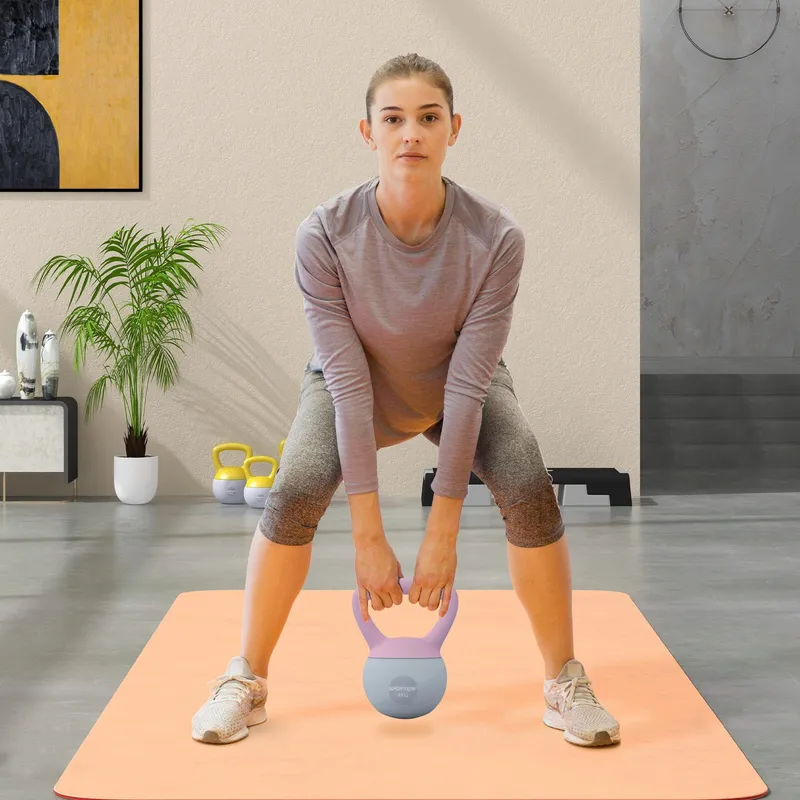 Sportnow 4KG Kettlebell with Soft Body & Non-Slip Handle in Purple Purple 4kg
