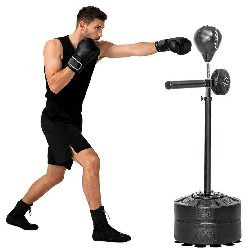 Sportnow - Adjustable Speed Bag with Stand, Reflex Bar, Black