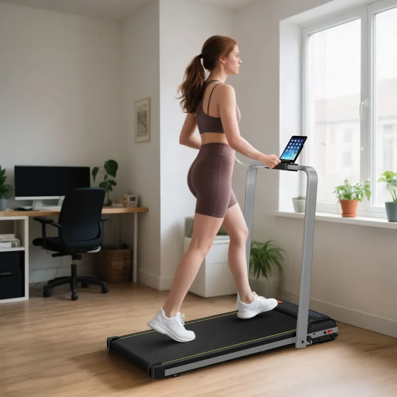 Sportnow Folding Treadmill Under Desk Walking Pad with Incline, Silver Tone Silver