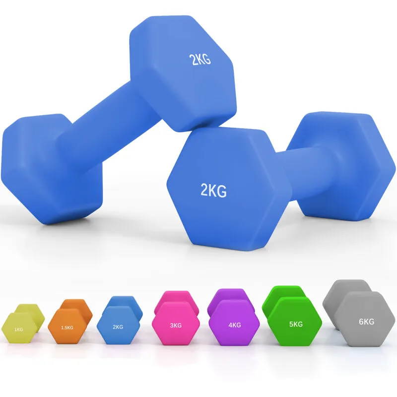 Sportnow - Hexagonal Dumbbells Weights Pair 2 x 2kg-Blue