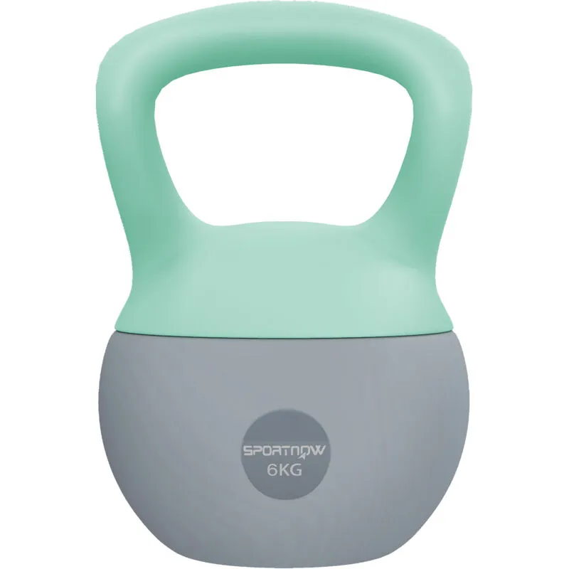 Sportnow - Kettlebell with Soft Body and Non-Slip Handle, Grey and Green 6KG