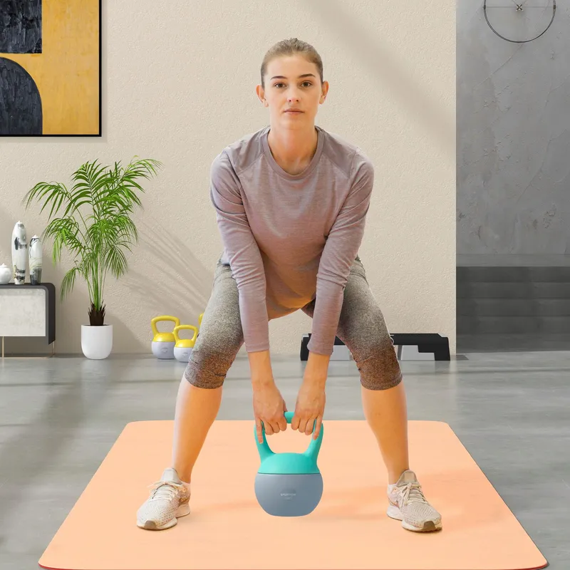 Sportnow Kettlebell with Soft Body & Non-Slip Handle, Grey & Green Size: 4kg Green 4kg