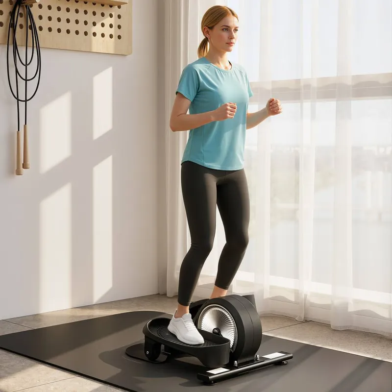 Sportnow Under Desk Elliptical Machine, Pedal Exerciser with LCD Monitor in Black Black