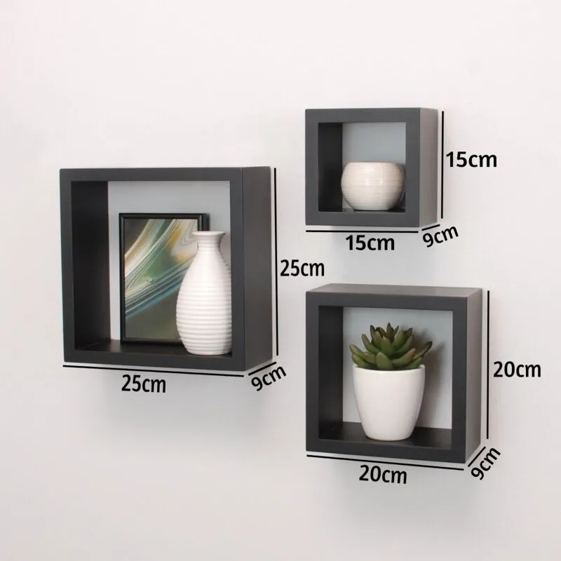 Spot ON Dealz Cali Wall Floating Cube Box Shelf Set of 3 Walls Storage Shelves Shelving Unit