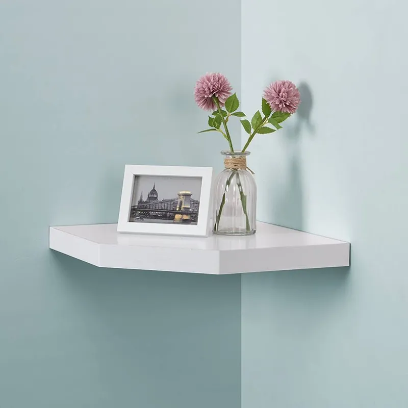 Spot ON Dealz Corner Floating Shelves White Wall Shelf Wooden Small Corner Shelf White